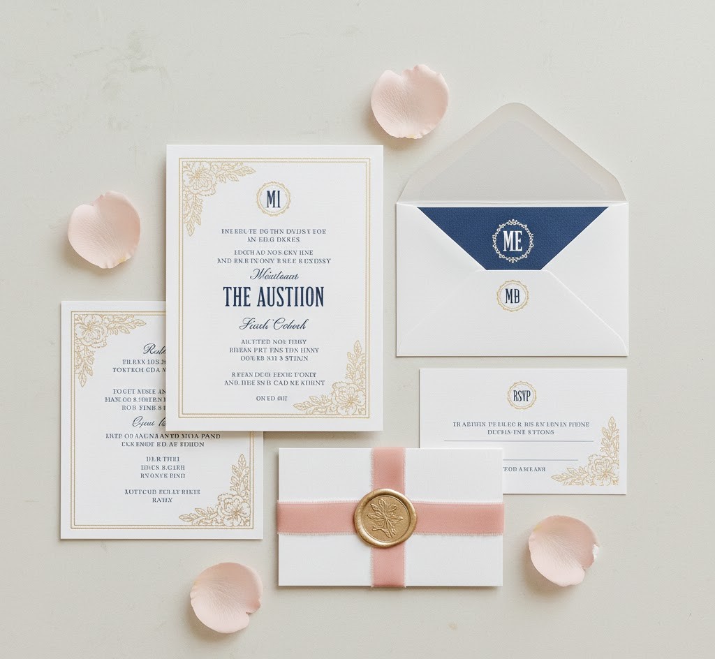 Classic elegant wedding invitation suite